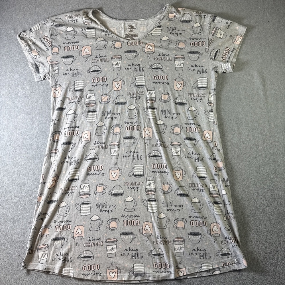 Secret Treasures Coffee Sleepshirt Short Nightgown Pajamas Shirt L / XL 14-18